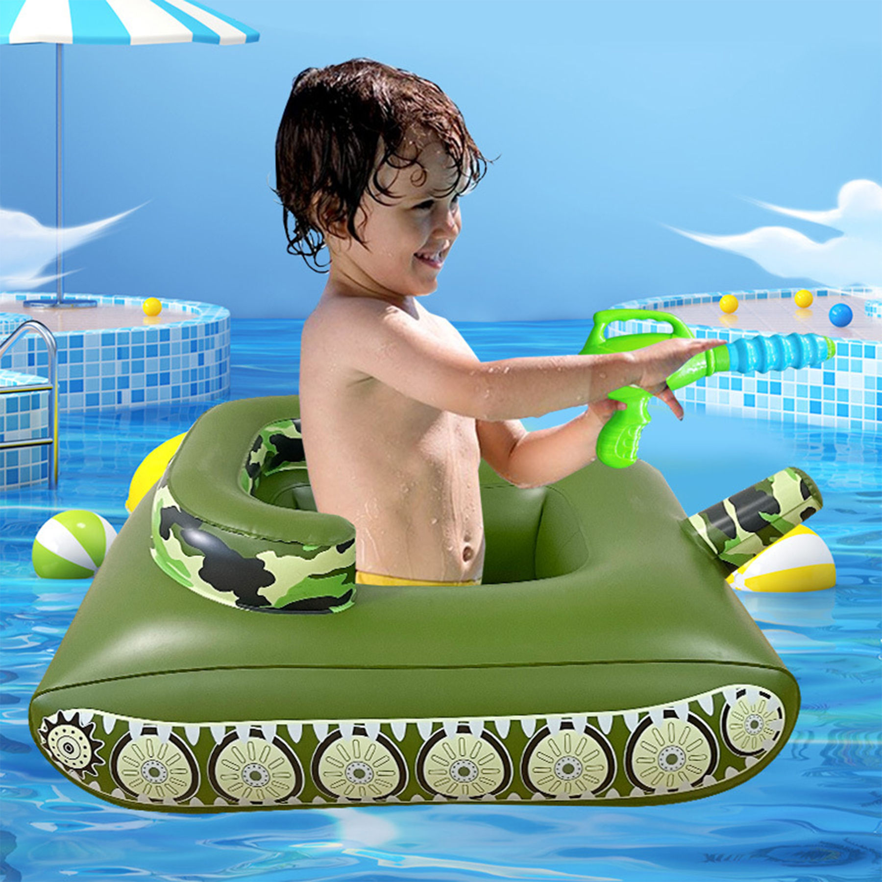 Inflatable tank swimming ring 4