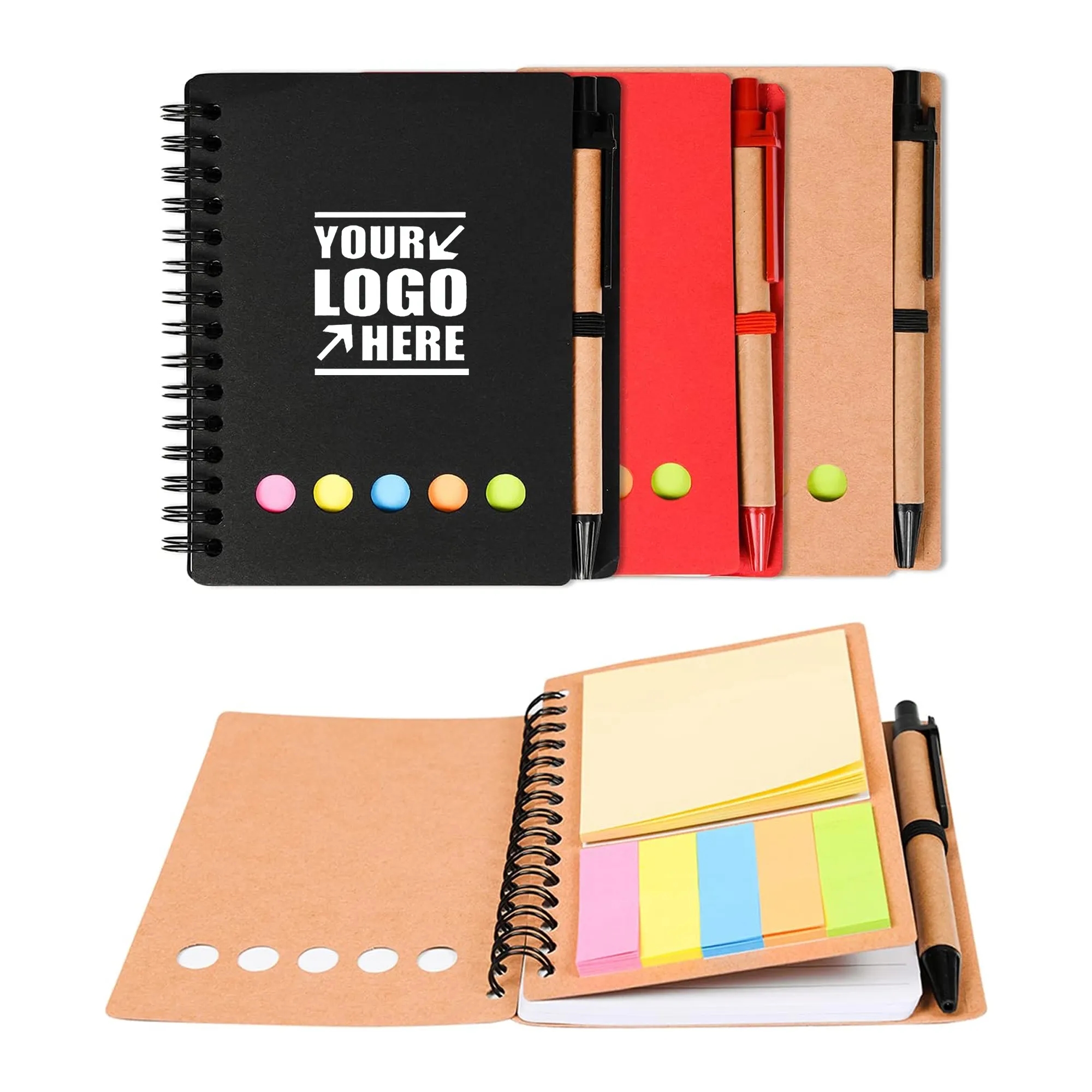 Spiral Steno Pocket Notebook Kraft Paper Cover w/Pen 3