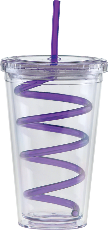 Carnival Cups-Color Curly Straw, Clear Lid 23