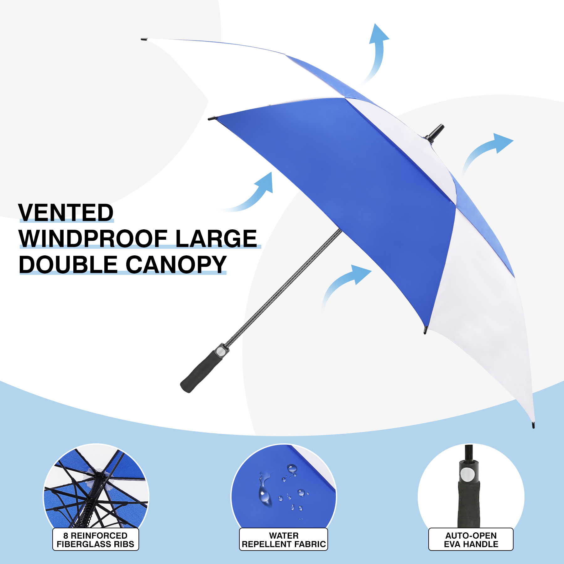 60'' Vented Auto-Open Golf Umbrella (Full Color) 5