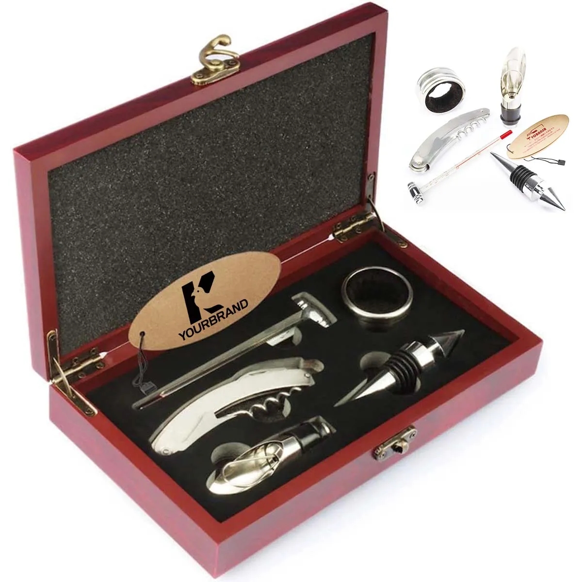 Stock High Quality 5 Set Wooden Box Wine Accessory 4