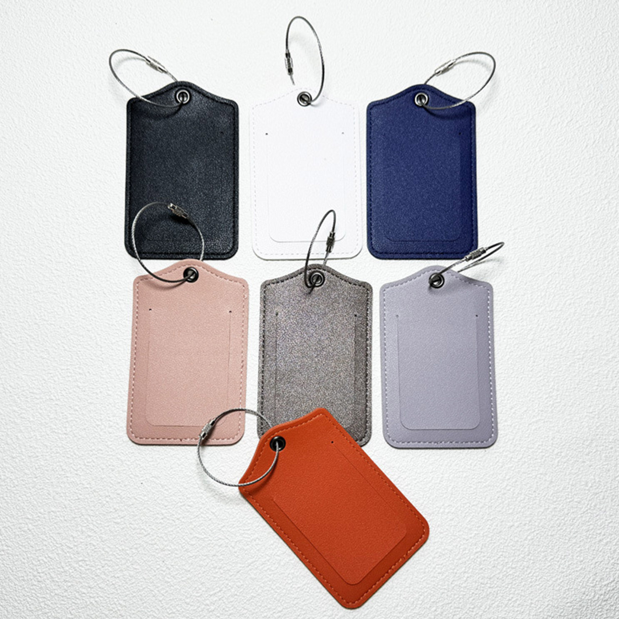 Premium PU Leather Luggage Tags with Stainless Steel Loop 4