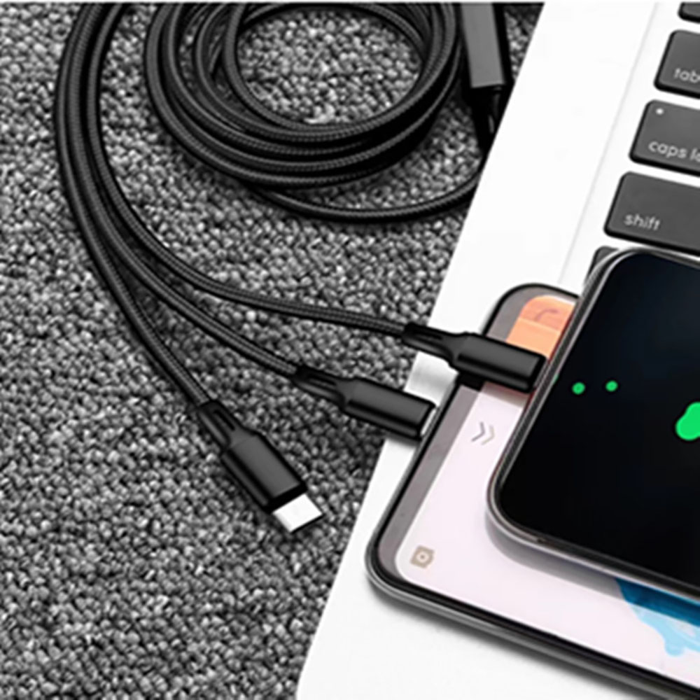 3 IN 1 USB Nylon Mobile Phone Charging Cable 3