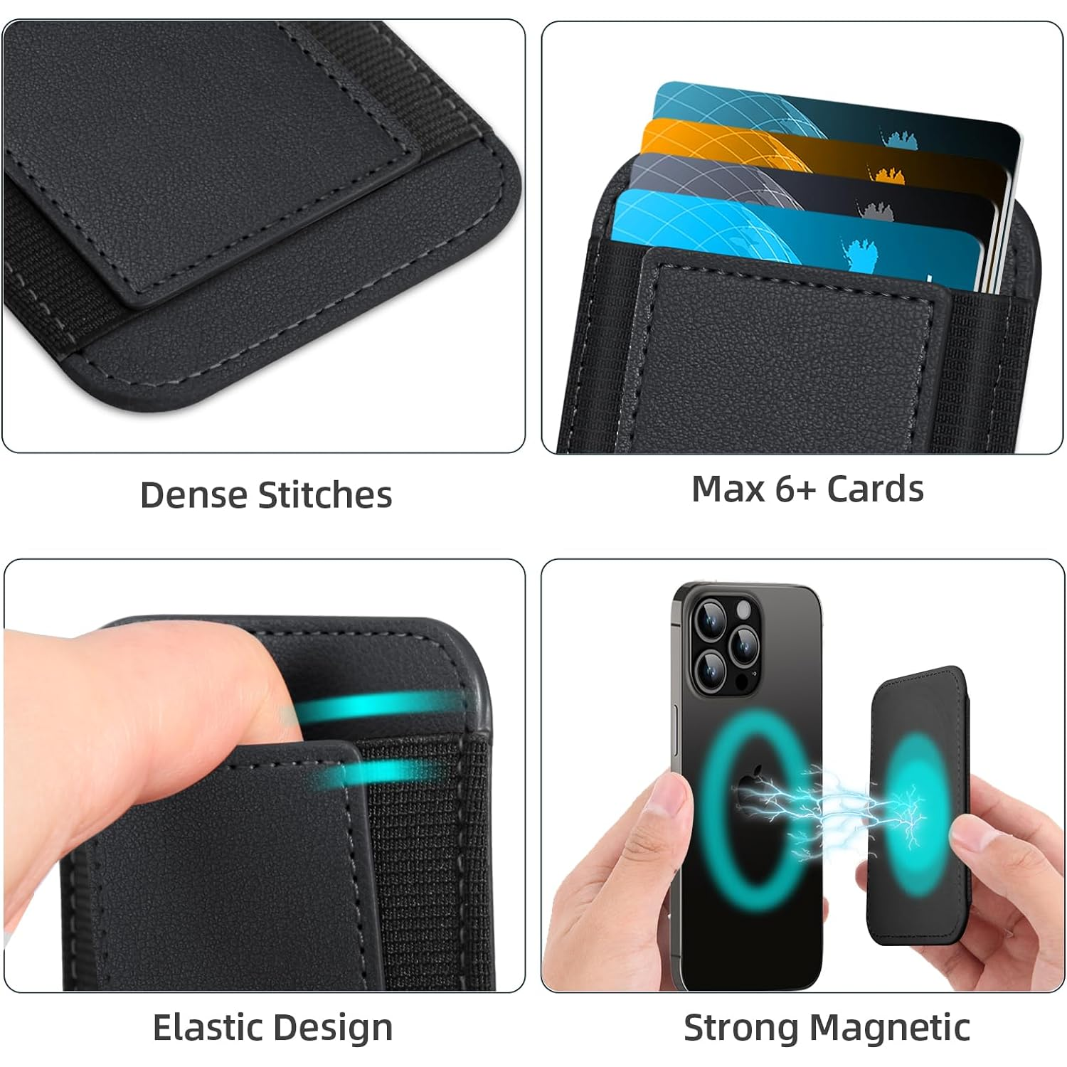 For IPhone 15/14/13/12 Magnetic PU Leather Wallet 3