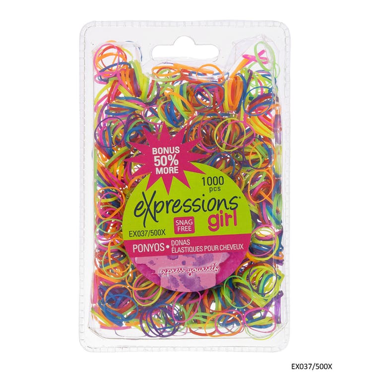 Bright Rubber Hair Bands - 1000 Pack Assorted Snag-Free 2