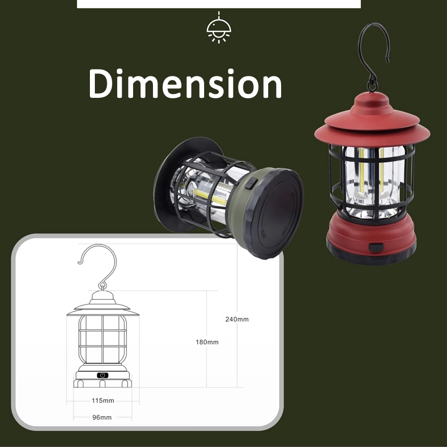 Retro Outdoor Camping & Picnic Lantern - Low/High Lightening 12