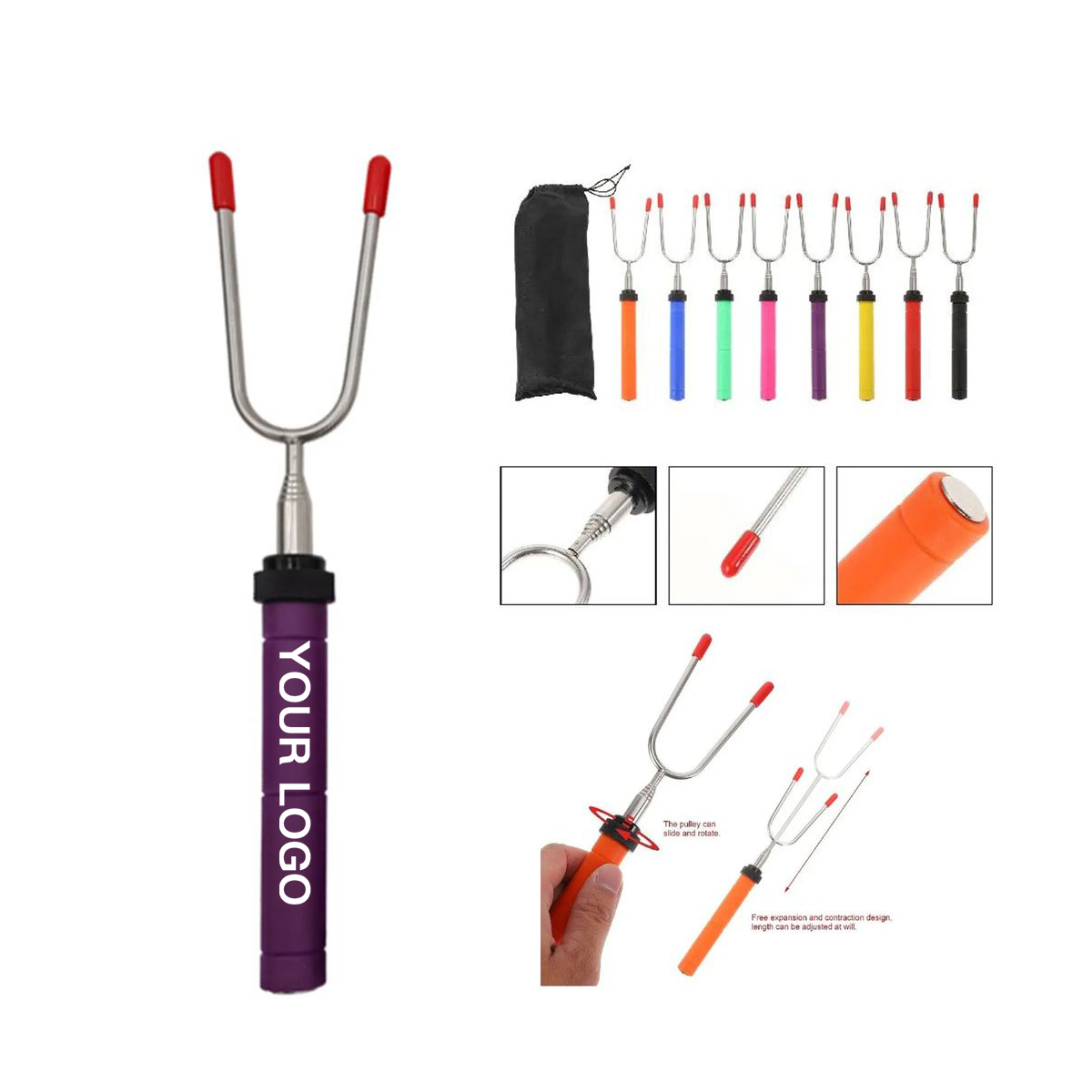 Portable BBQ Skewer with Plastic Handle 8