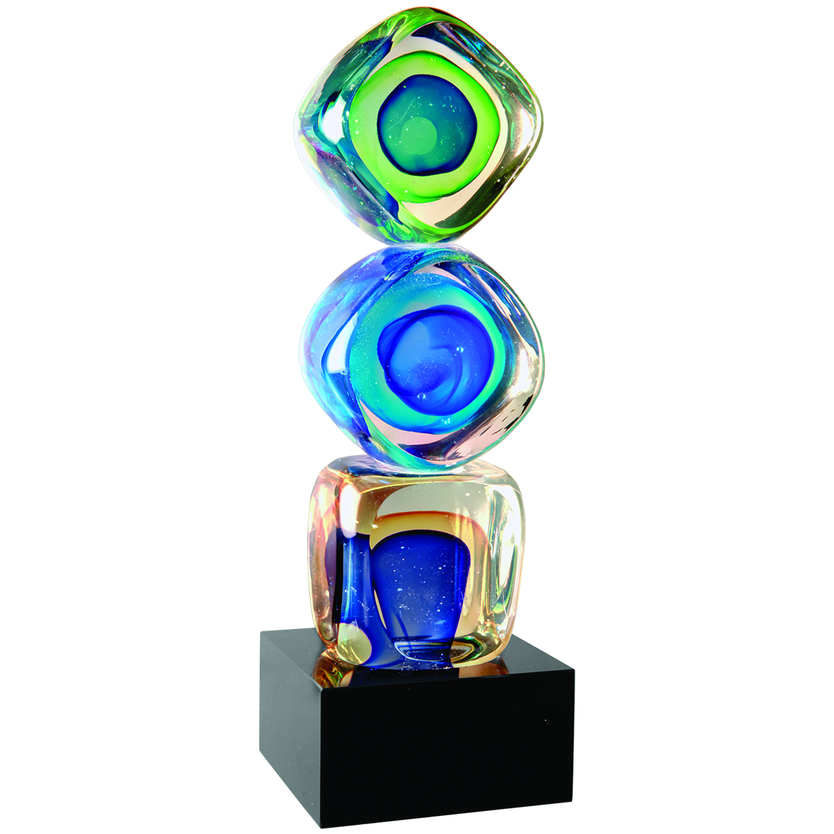 Stacked Blocks Art Glass 9.25" 2