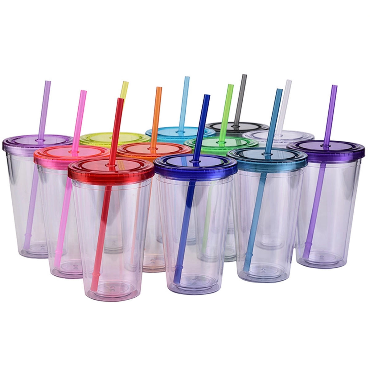 16 Oz Insulated Double Wall Tumbler Cup With Lid And Straws 4