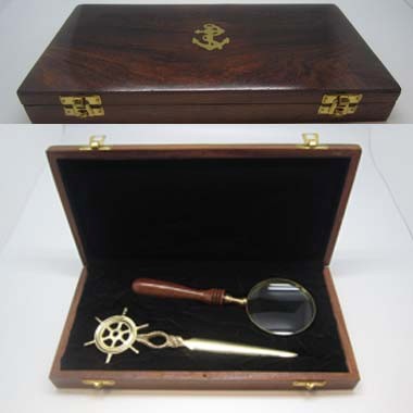 Magnifier / Letter Opener Set in Wood Box 1