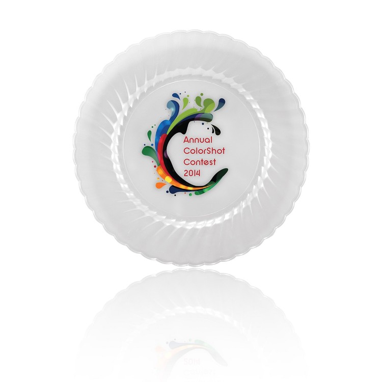 9.000" Scalloped Heavy Weight Plastic Plate Round Clear Digital Print 2