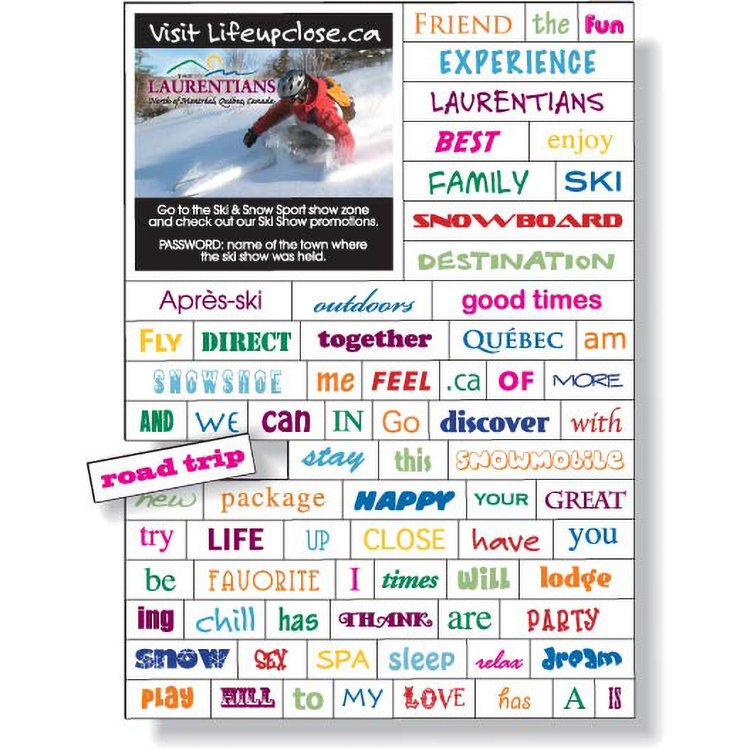 Magnetic Word Set (74 pieces), Digital Full Colour, White Vinyl Topcoat 1