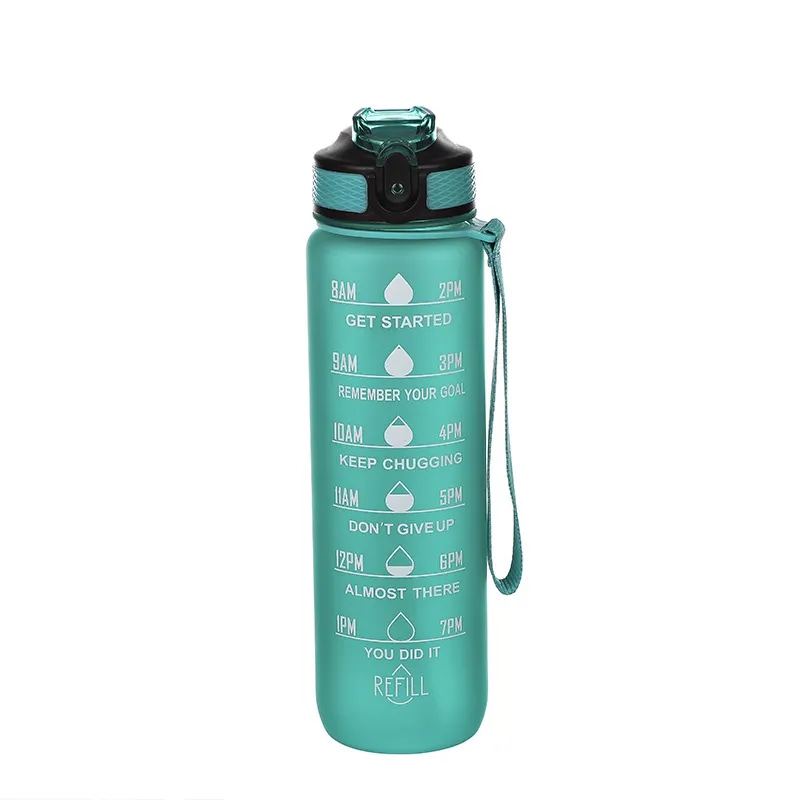 32 oz Gradient Color Water Bottle With Time Marker Straw Lid 3