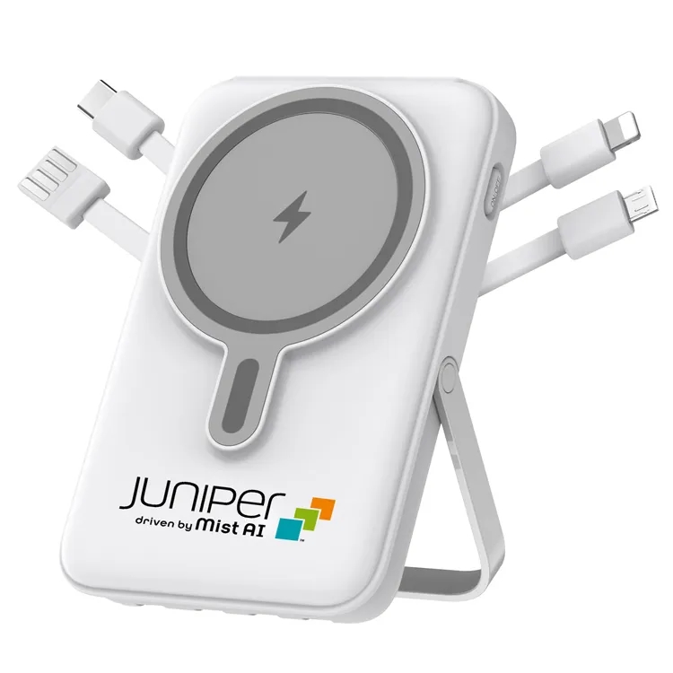 5000mAh Mag-Safe Battery Pack with Stand & Built-in Cables 4