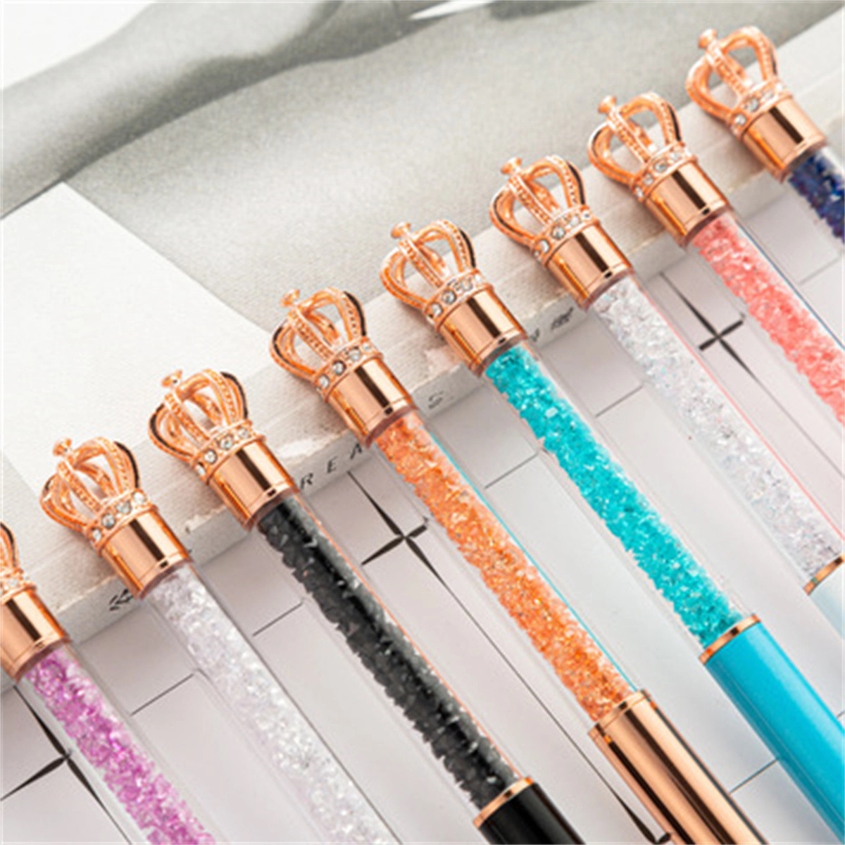 Crown Refills Diamond Crystal Stone Metal Ballpoint Pen 2