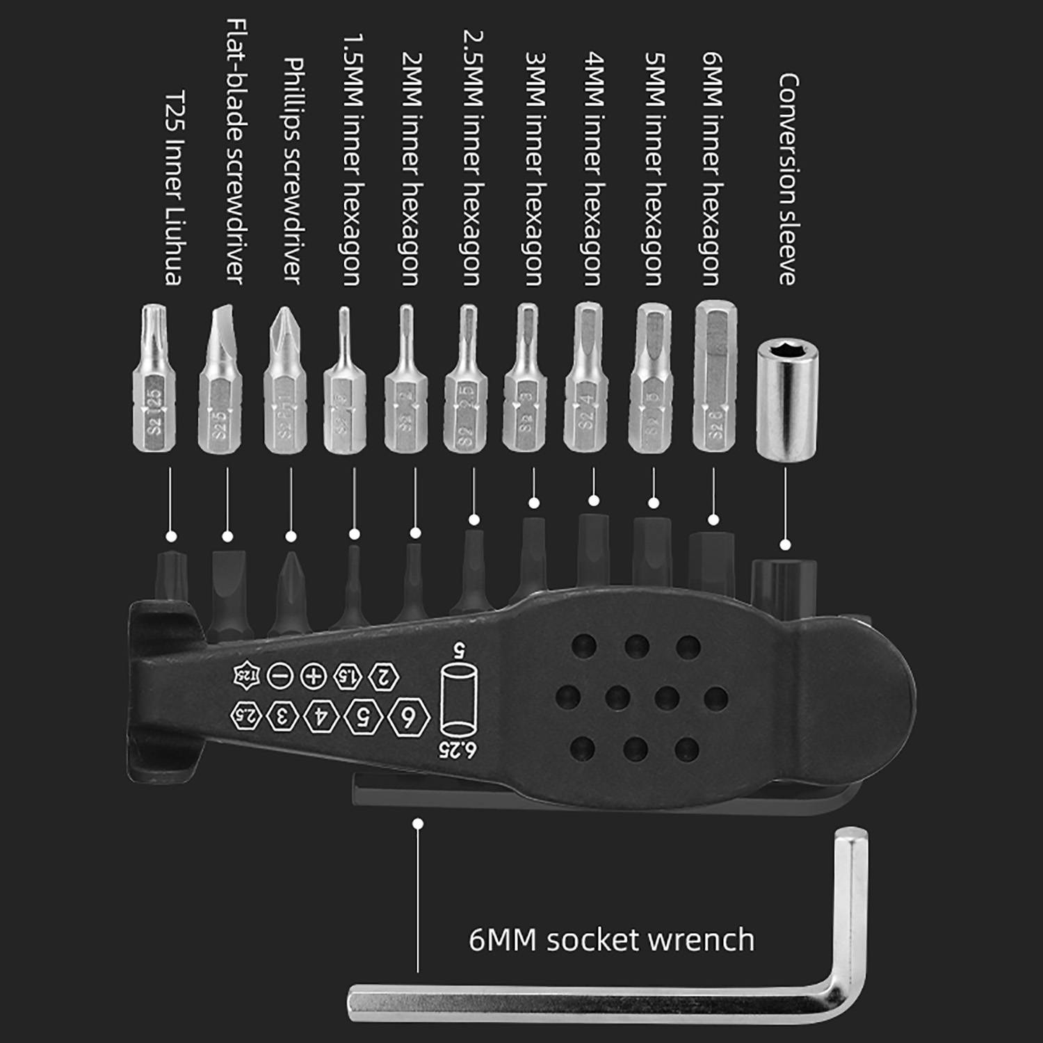 15 in 1 Multi Function Bicycle Repair Tool Set 6