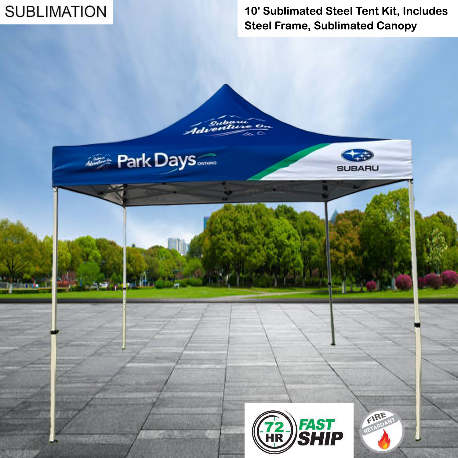 72Hr Fast Ship - 10' Steel Tent Kit, Includes Steel Frame and Sublimated Canopy Only