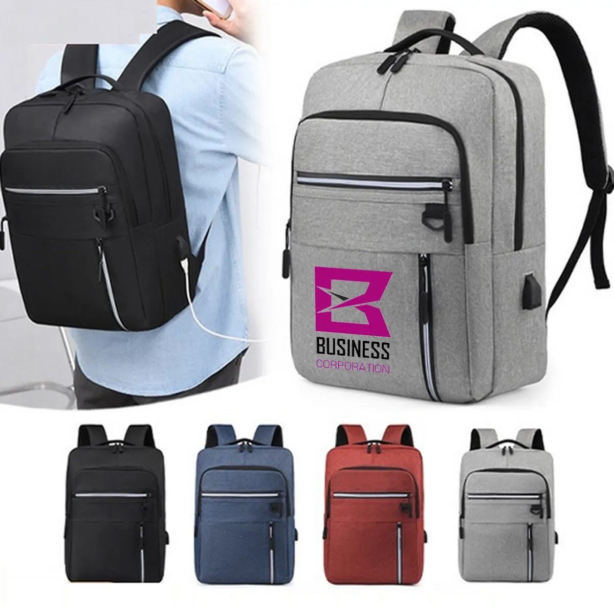 In Stock Large USB Charging Business Laptop Backpack 2