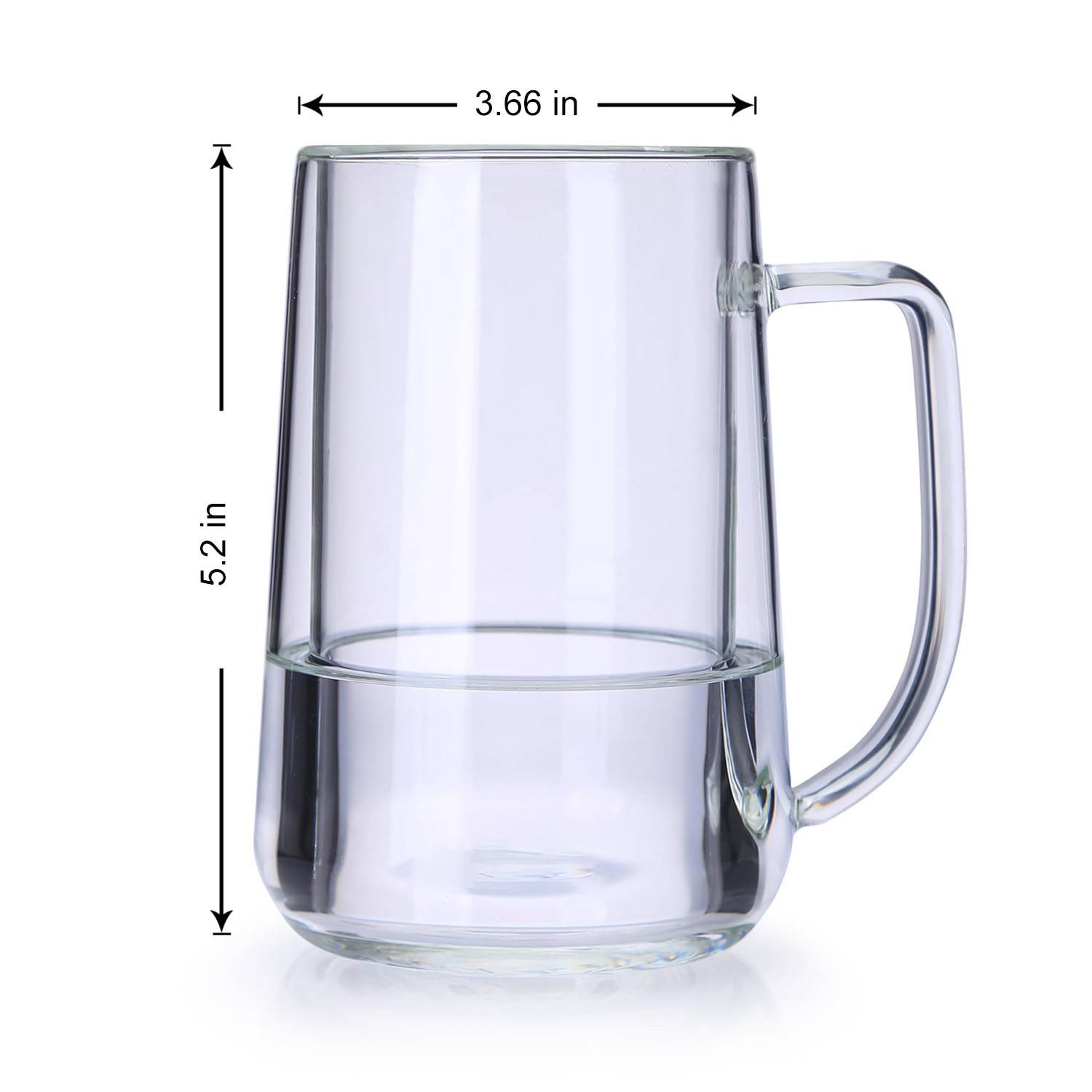 16oz Double Wall Glass Freezer Beer Mug 5