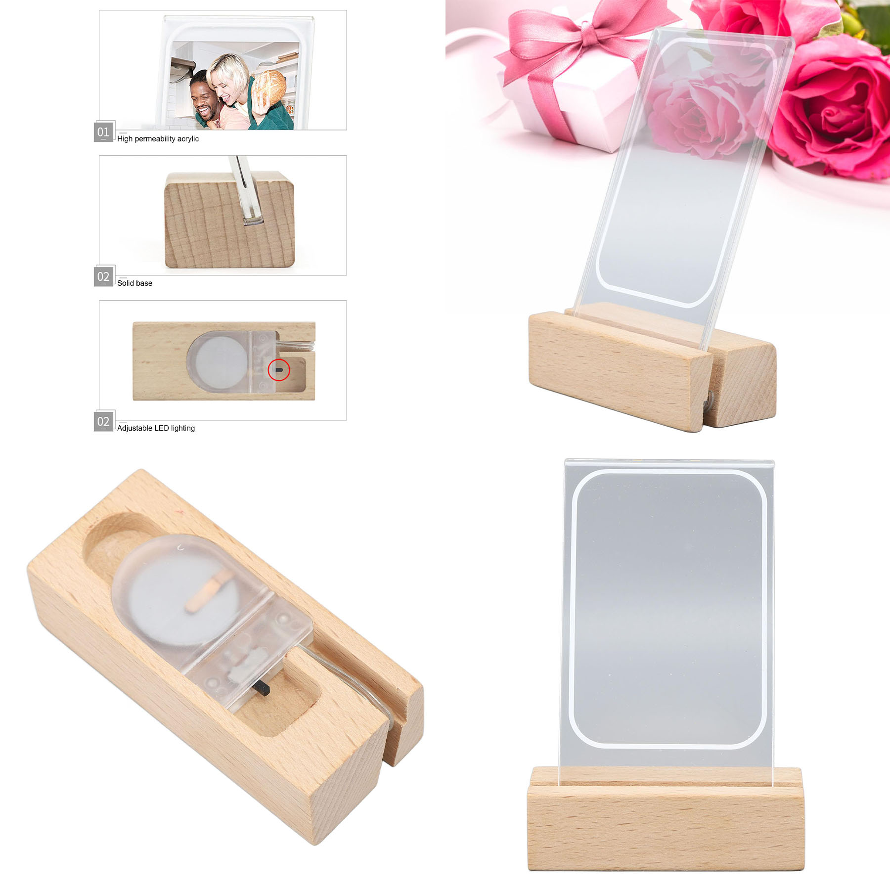 Wooden Base Photo Frames Led Light 2