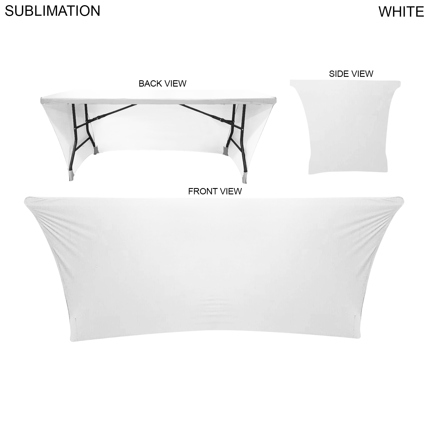 48 Hr Quick Ship - Sublimated Stretch Curved Fit Table Throw for 6ft table, 3 sided, Open Back 7