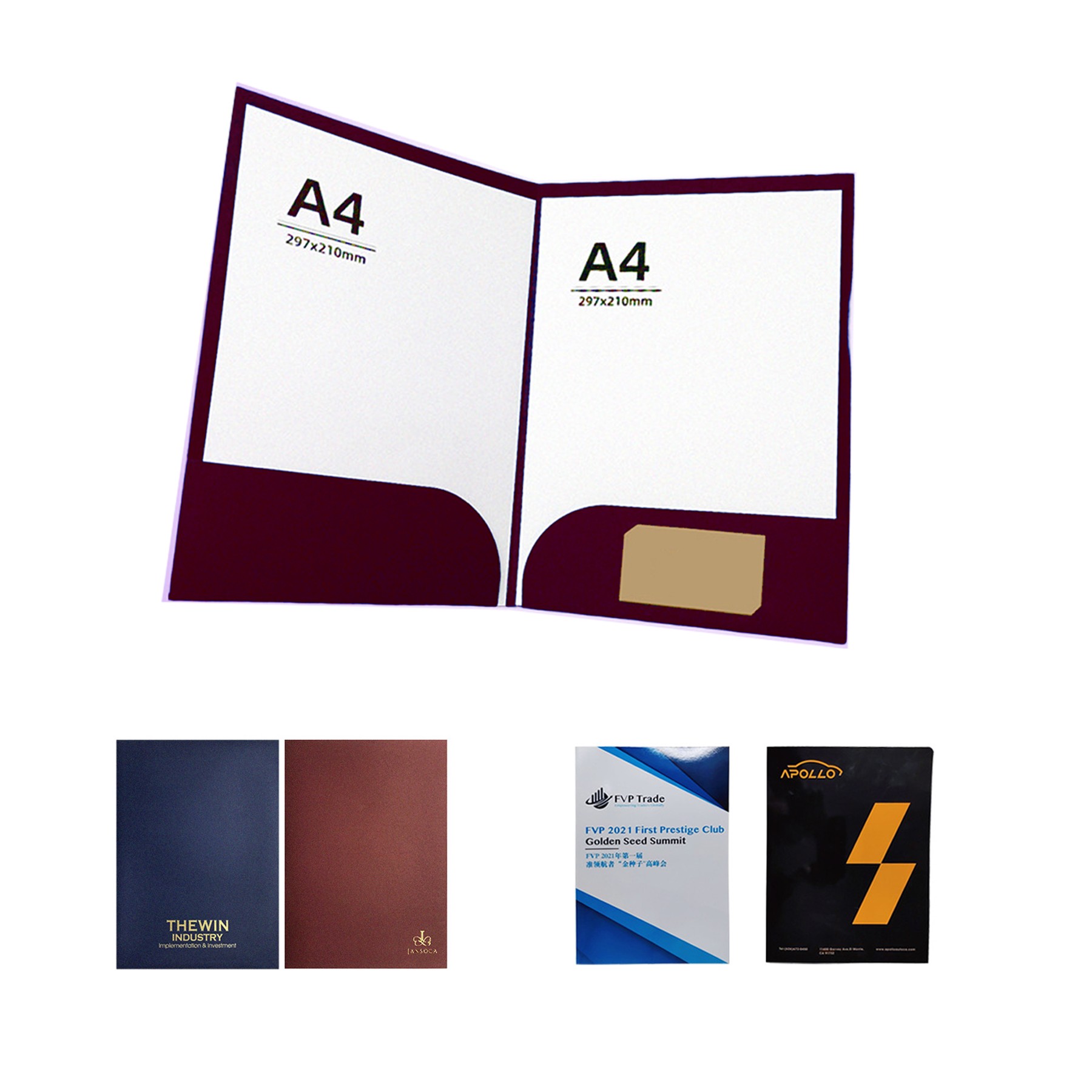 2 Pocket Presentation Folders W/ Business Card 2