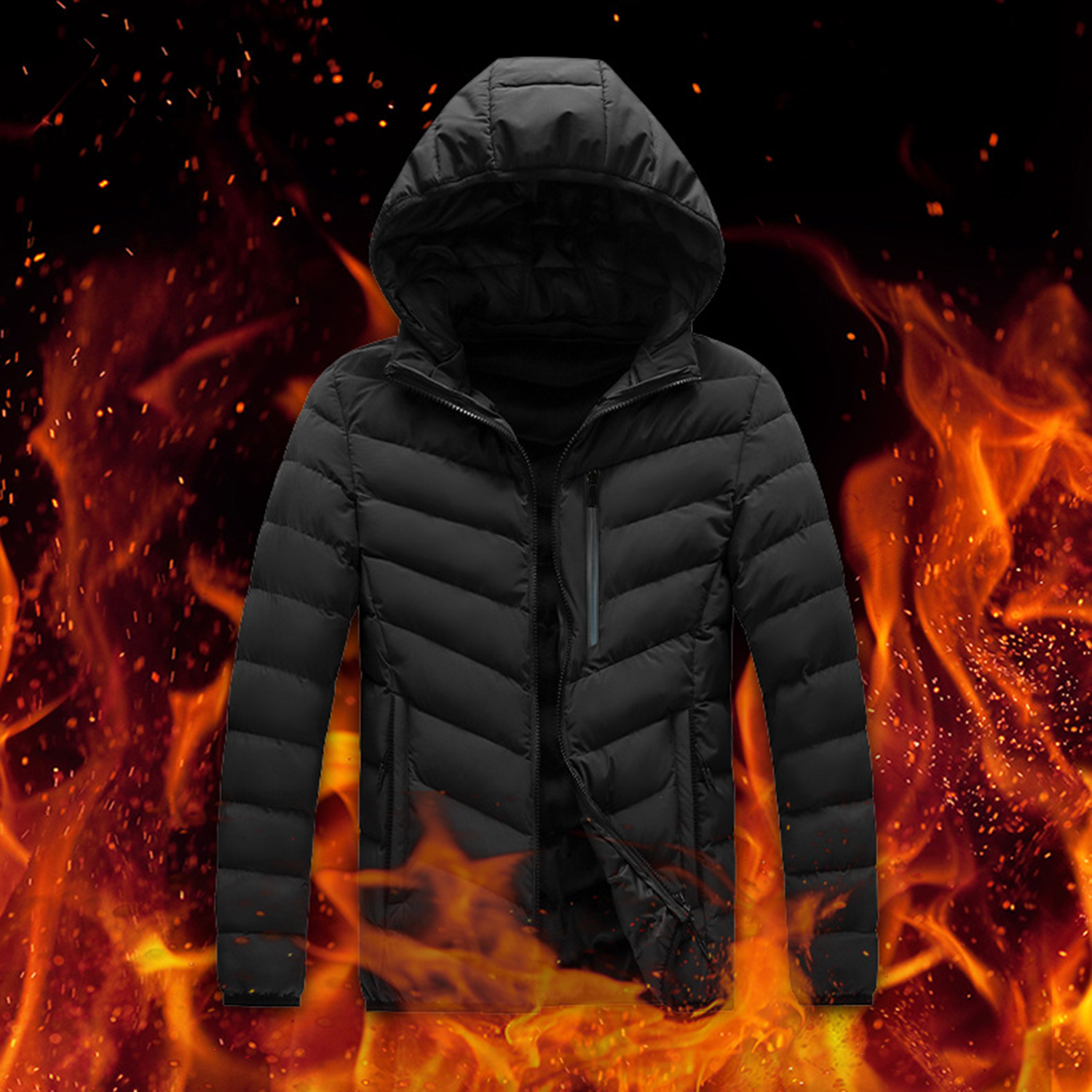 Men's Black Heated Down Jacket 3