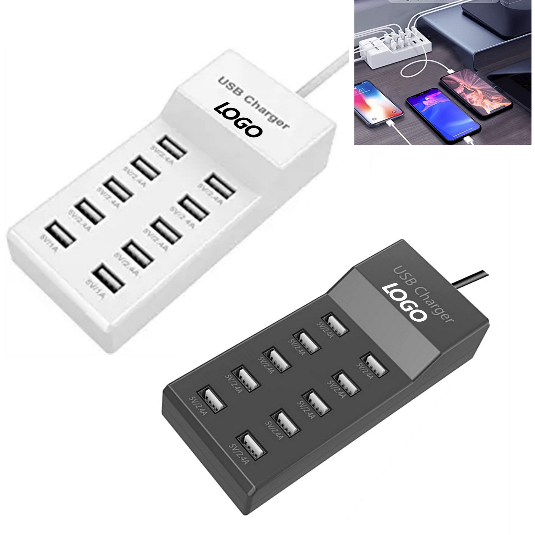 10-Port USB Charging Station