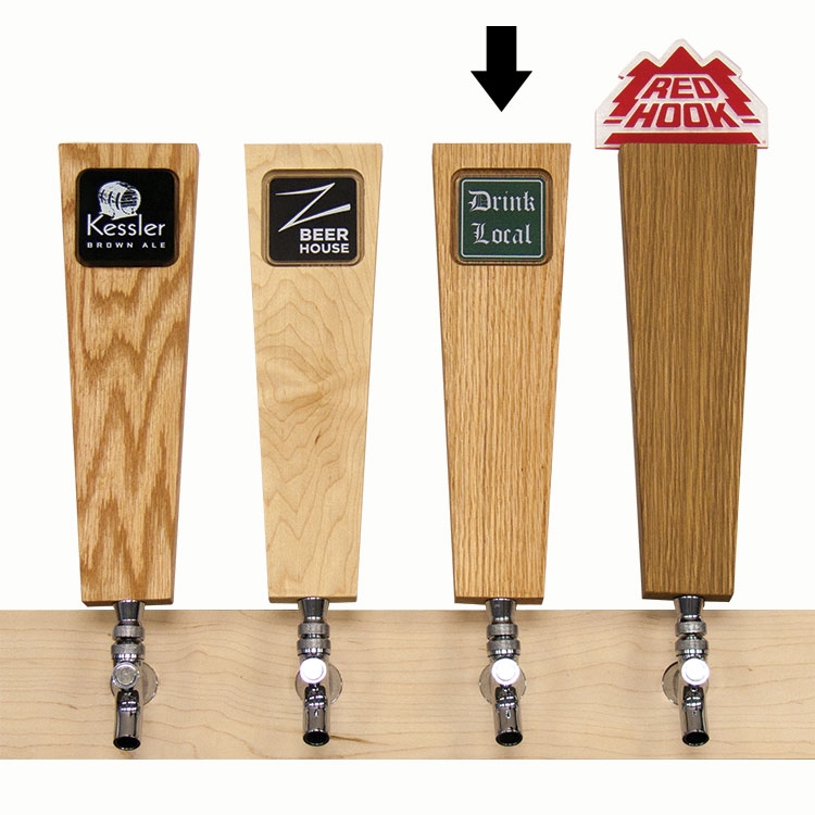 Wood Beer Tap with Recessed Imprint Square - 11.25 x 3.3 x 0.75 5