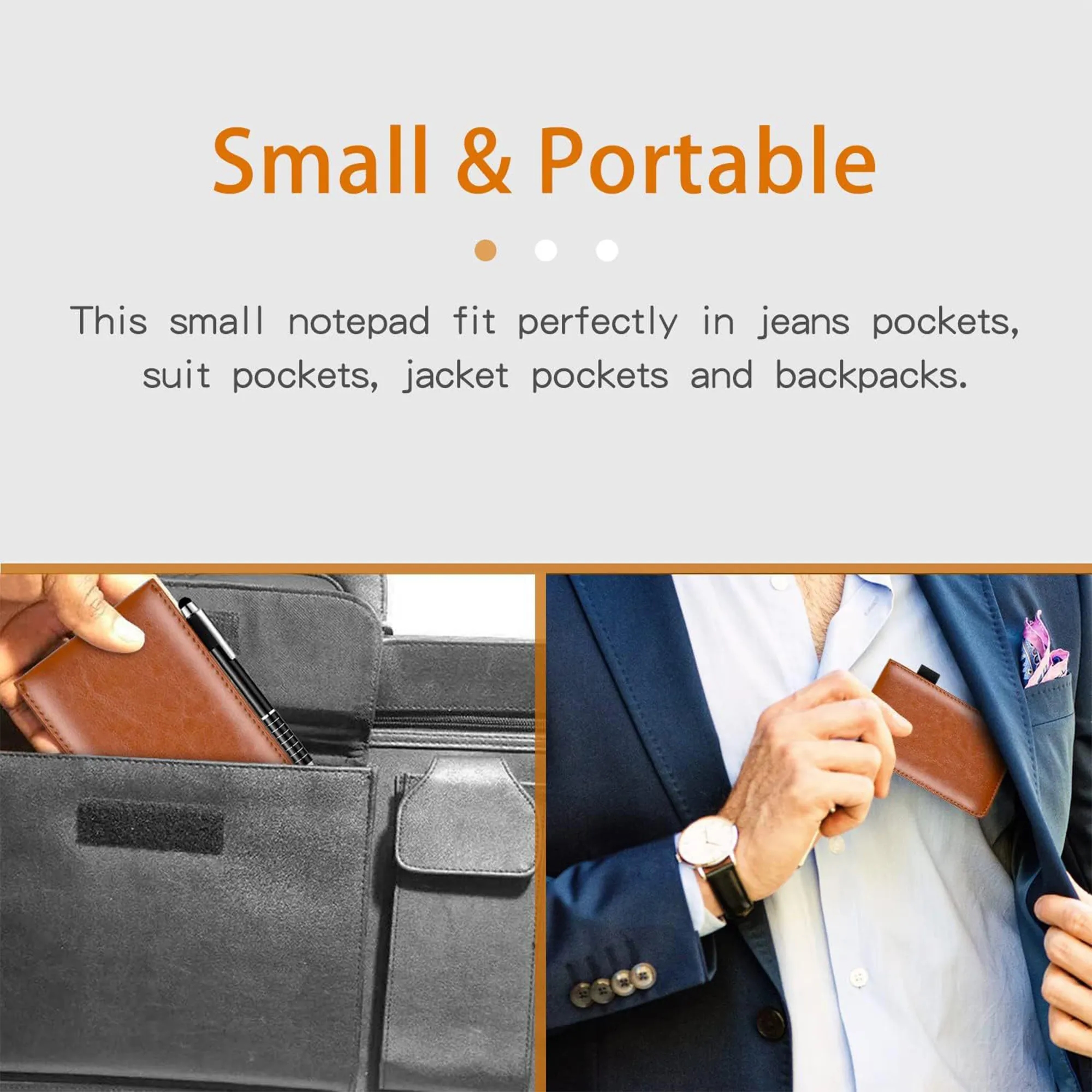 Portable Pocket Leather-Covered Business Notepad 4