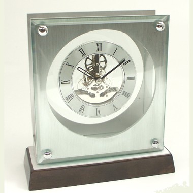 "Ani" Desk Clock in Walnut Wood Base 1