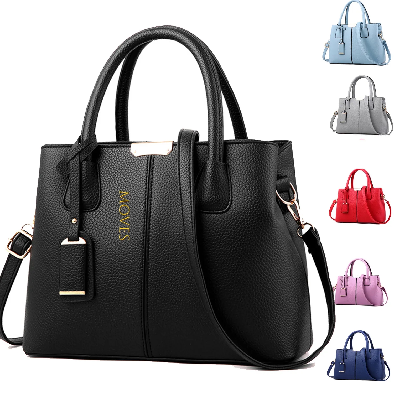 PU Lychee Handbag, custom tote bag with logo imprint 3