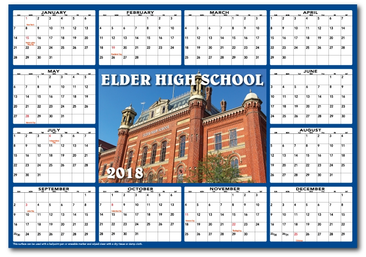 Full Color Premium Plastic Write-on/ Wipe-off Wall Calendar 2