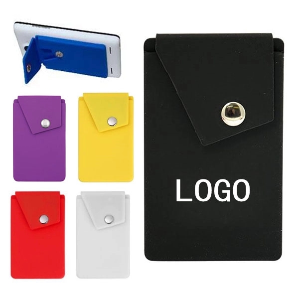 Silicone Phone Wallet Snap Pocket Cell Stand 5