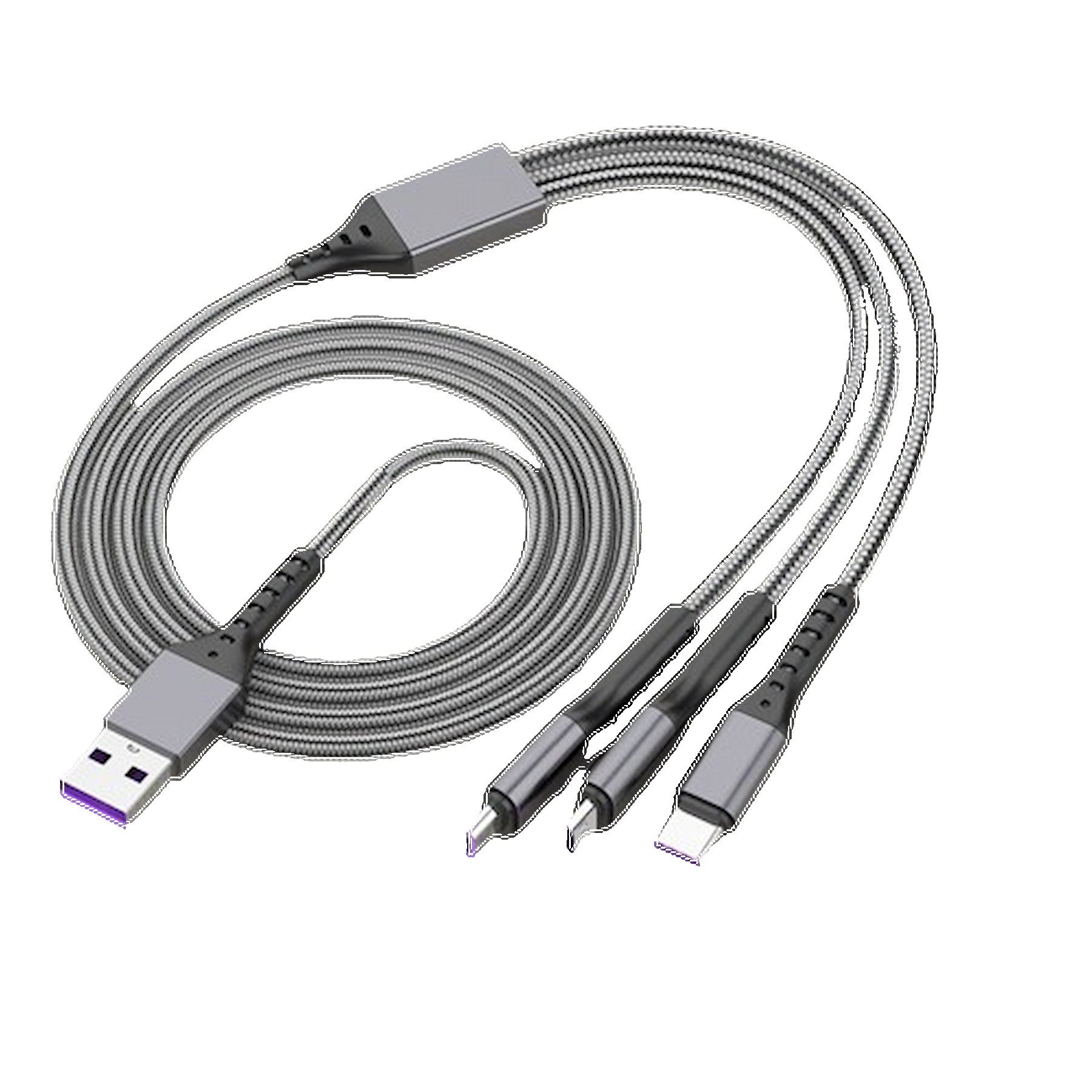 3-in-1 4ft Triplet Fast Charging and Data Cable Max 66W 5