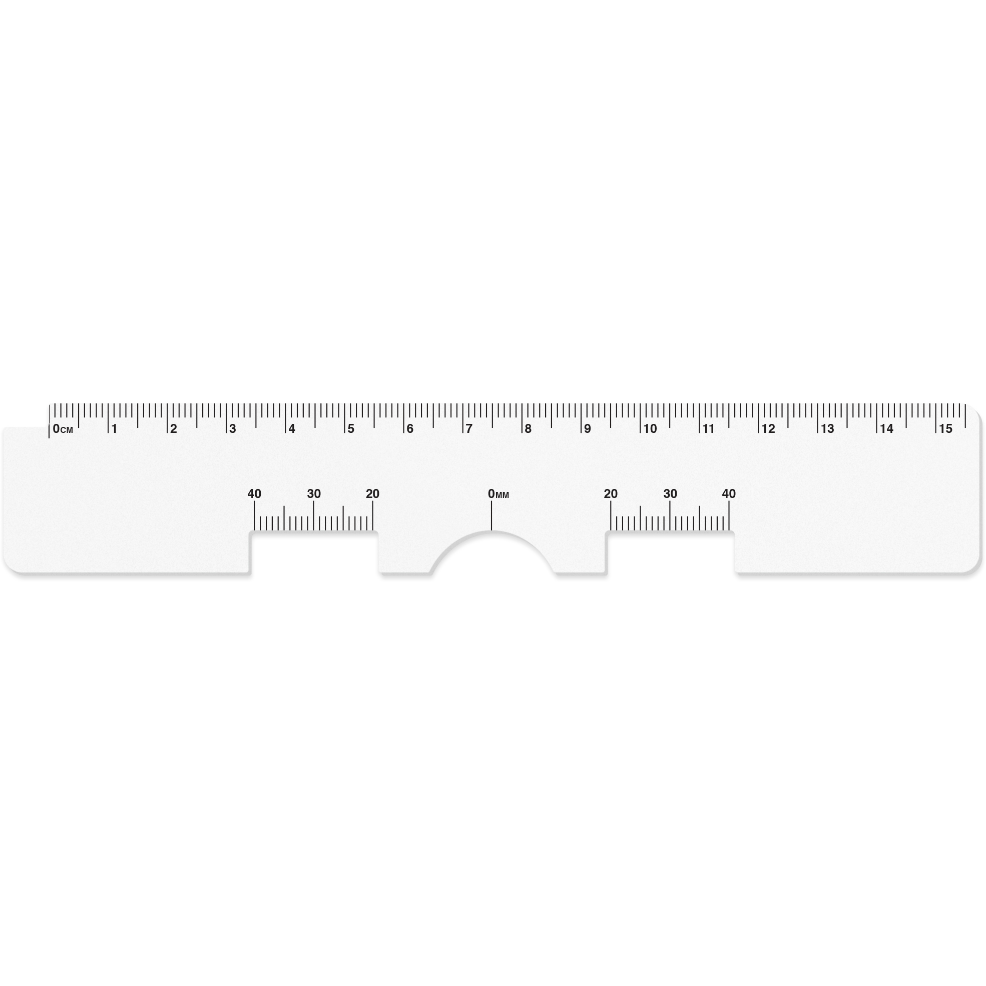 .040 White Styrene Pupil Distance Ruler (1.125" x 6.5") Screen-printed 2