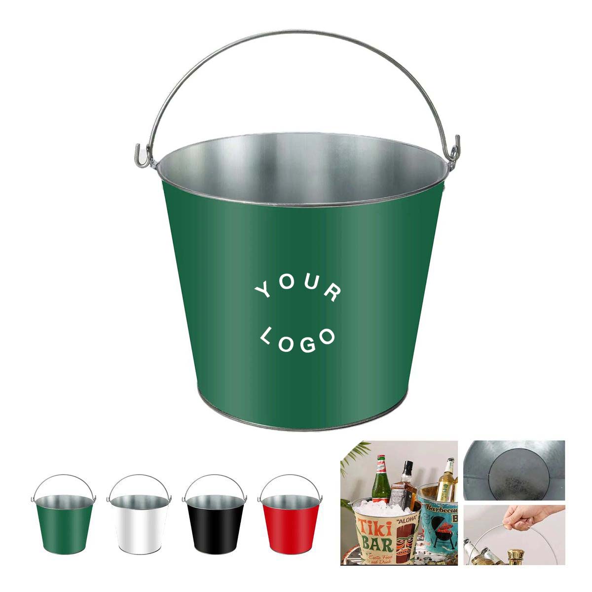 Galvanized Metal Ice Bucket with Handle for Parties 3