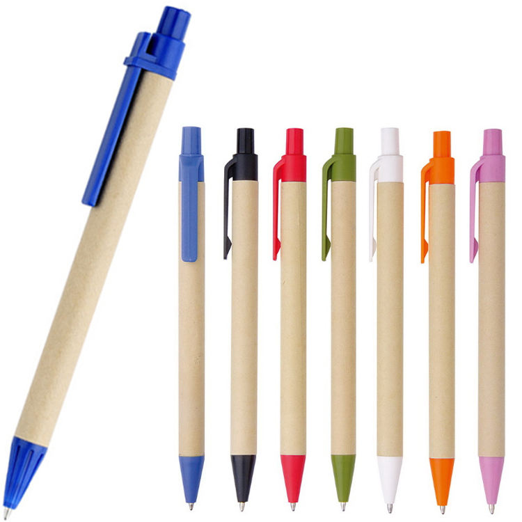 Eco Friendly Kraft Paper Clip Click Ballpoint Pen 1