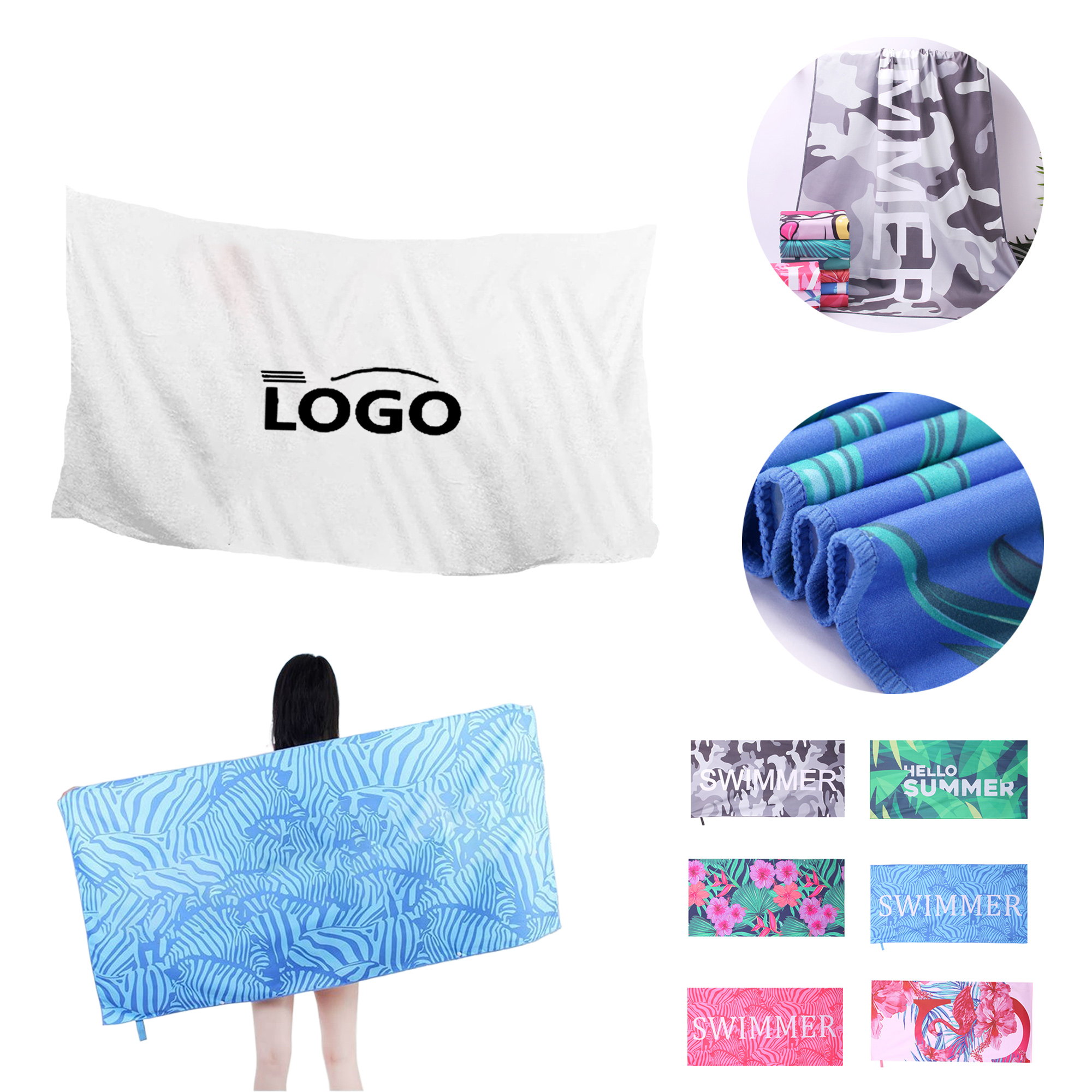 MOQ50 Custom Quick-Dry Ultrafine Fiber Beach Towels 4