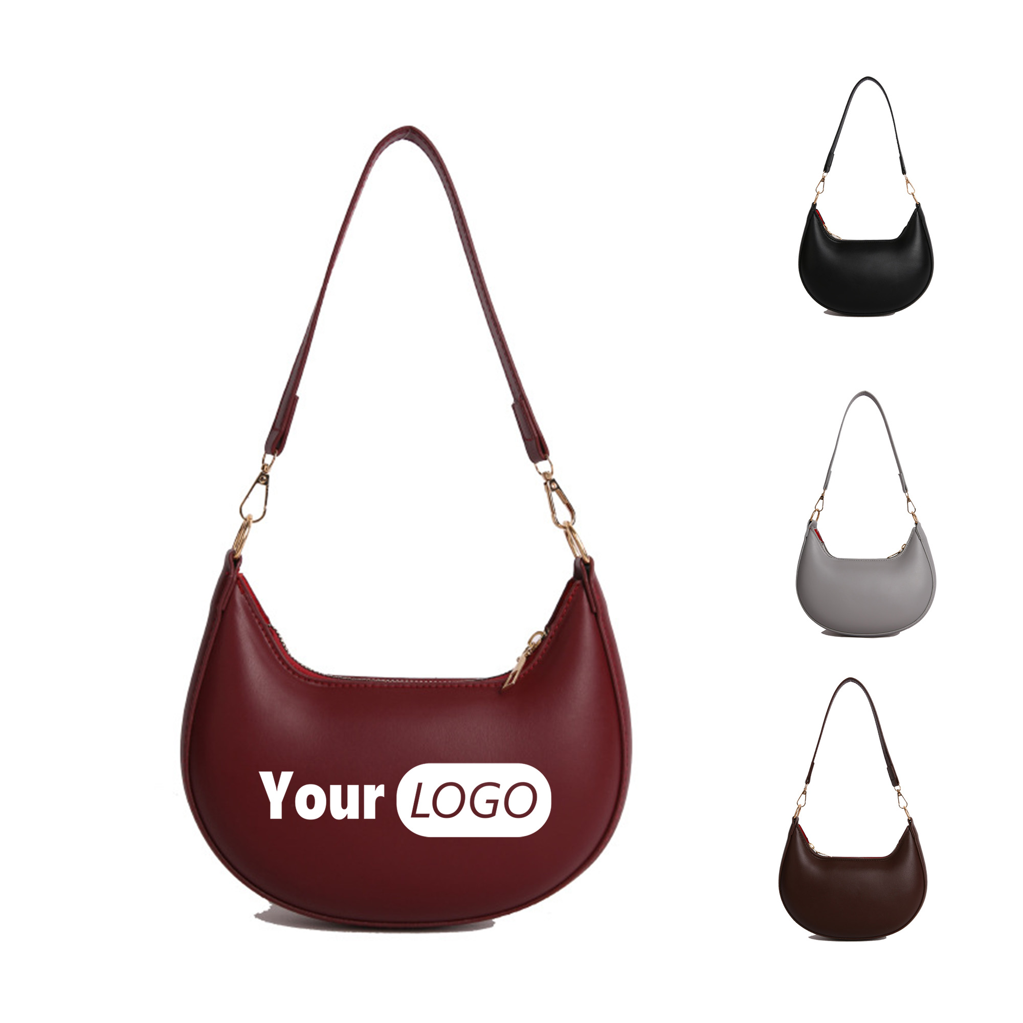 PU Leather Crescent Shoulder Hobo Purses for Women 2
