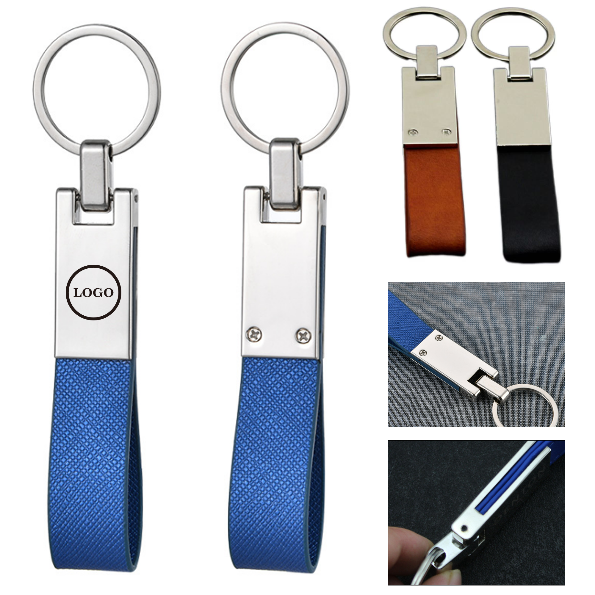 Leather Keychain with Engraved Metal Accent 2