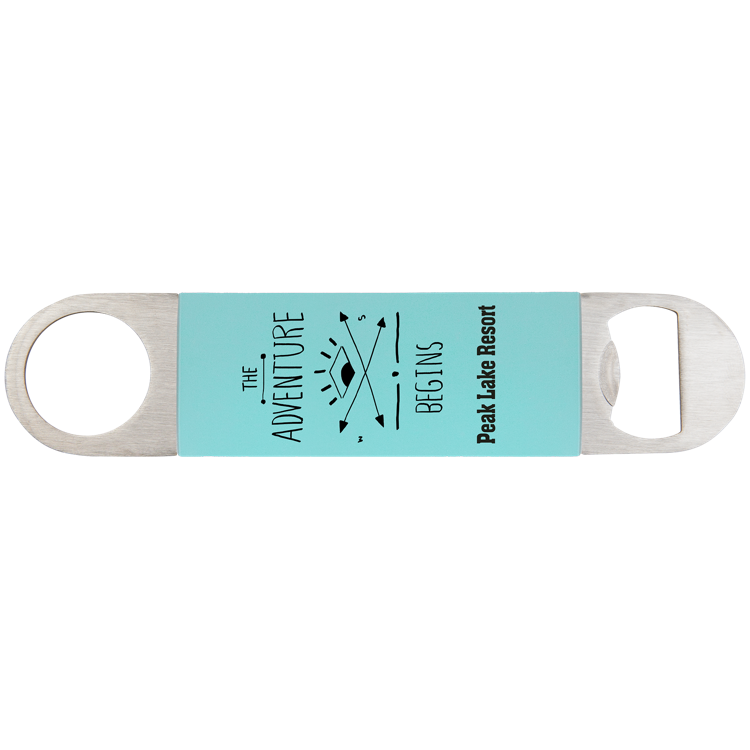 1 1/2" x 7" Teal/Black Bottle Opener with Silicone Grip 2