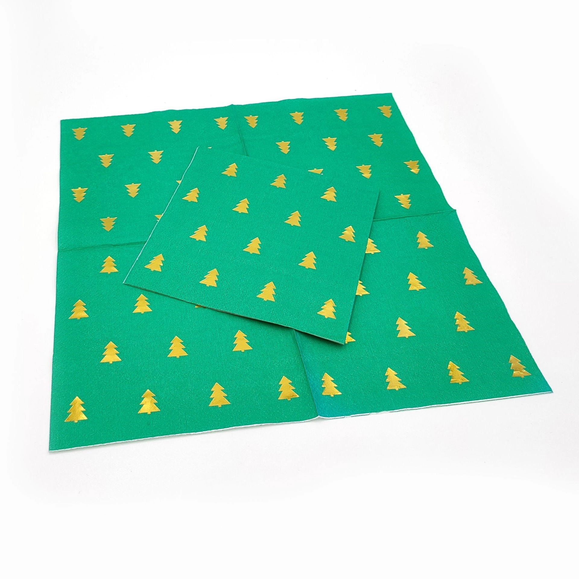 Custom Gold Foil Christmas Tree Paper Dinner Napkins 4