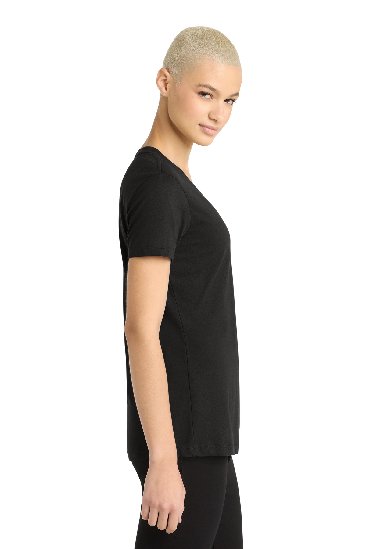 District - Women's Perfect Weight V-Neck Tee. DM1170L 100