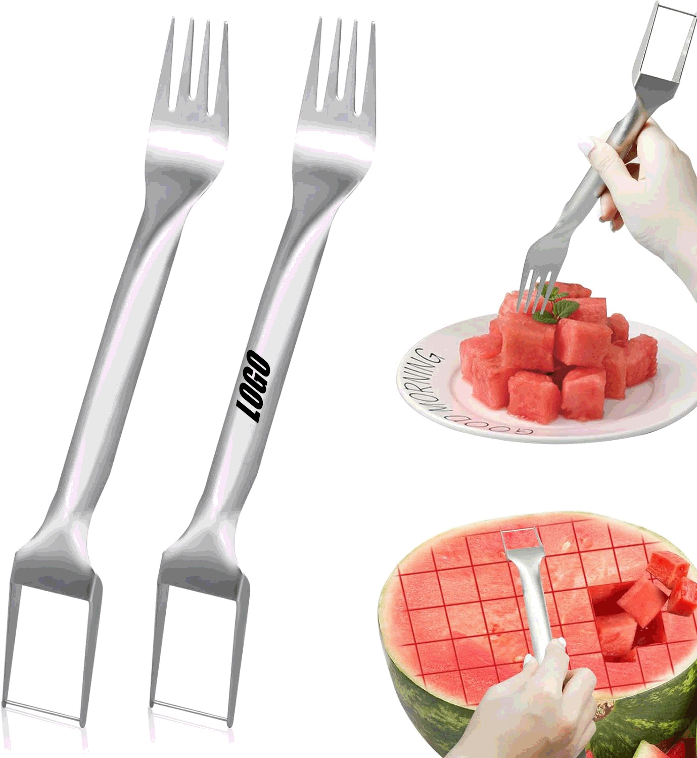 Watermelon Fork Slicer Cutter/ Stainless Steel 2-in-1 Watermelon Fork Slicer 1
