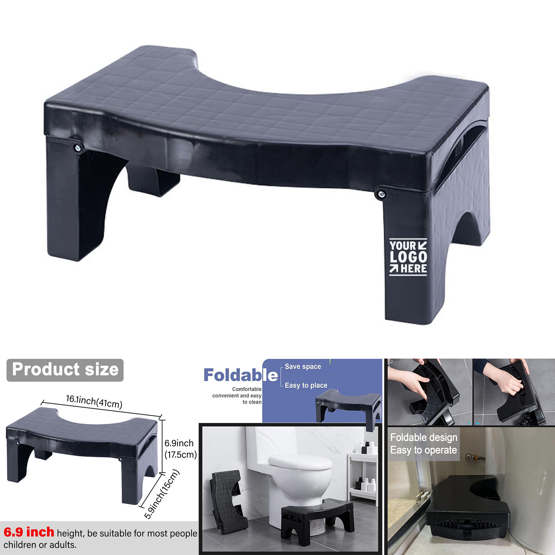 Adults and Kids Foldable Splicable Toilet Potty Step Poop Stool