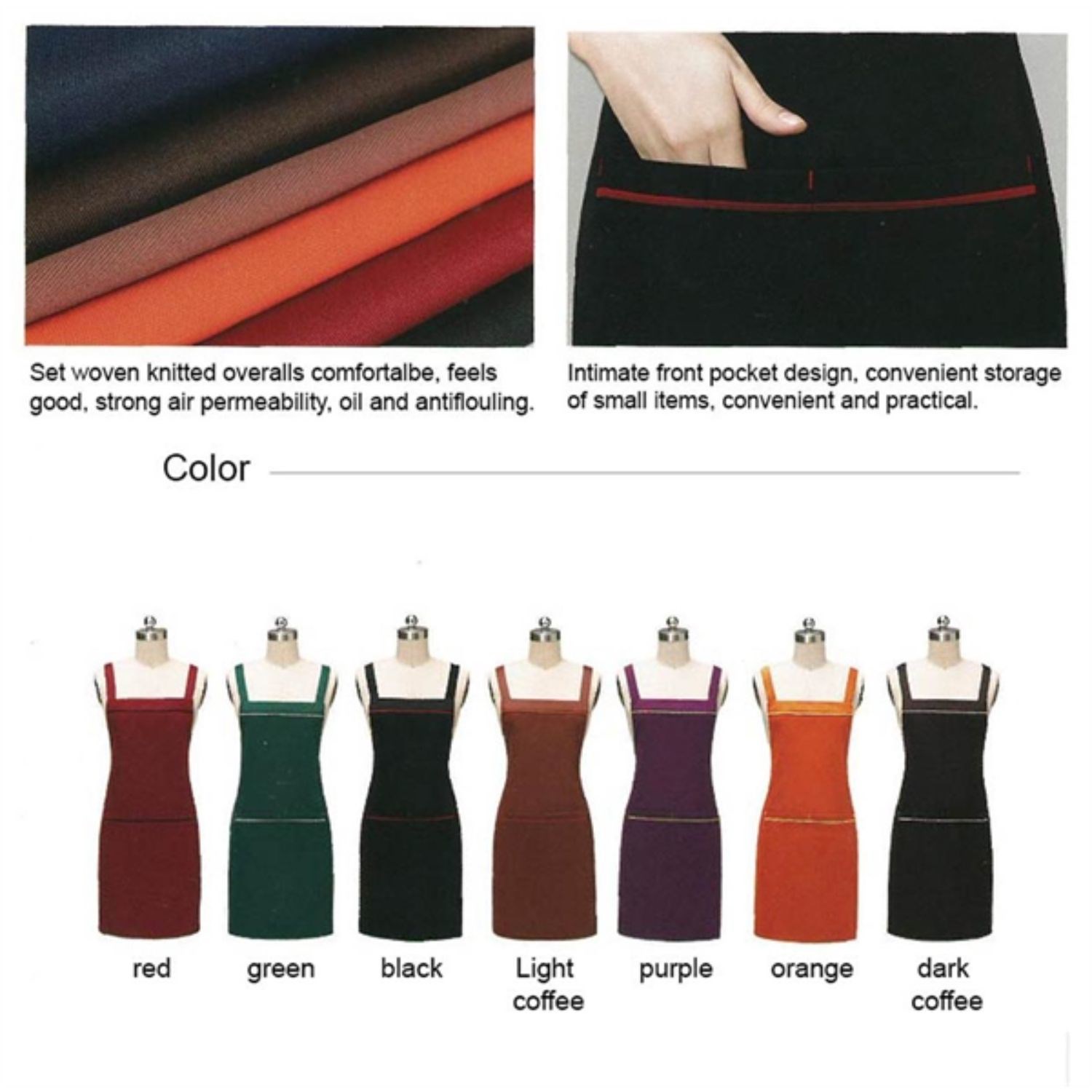 12 oz Woven knitted Kitchen Apron w/ Coloful Trim & 2 pocket 3