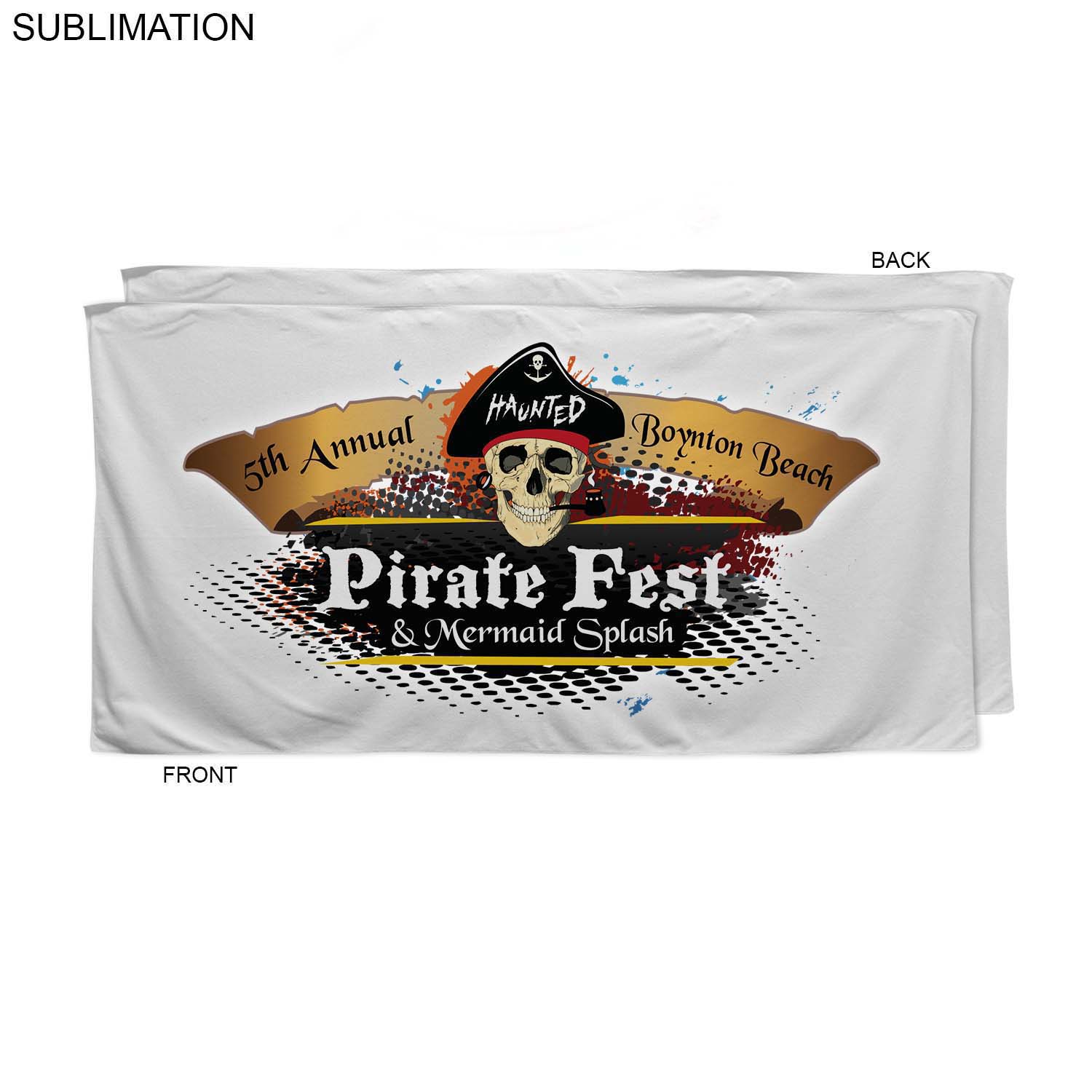 Absorbent Microfiber Dri-Lite Terry White Beach Towel, 30x60, Sublimated Full color Logo 5