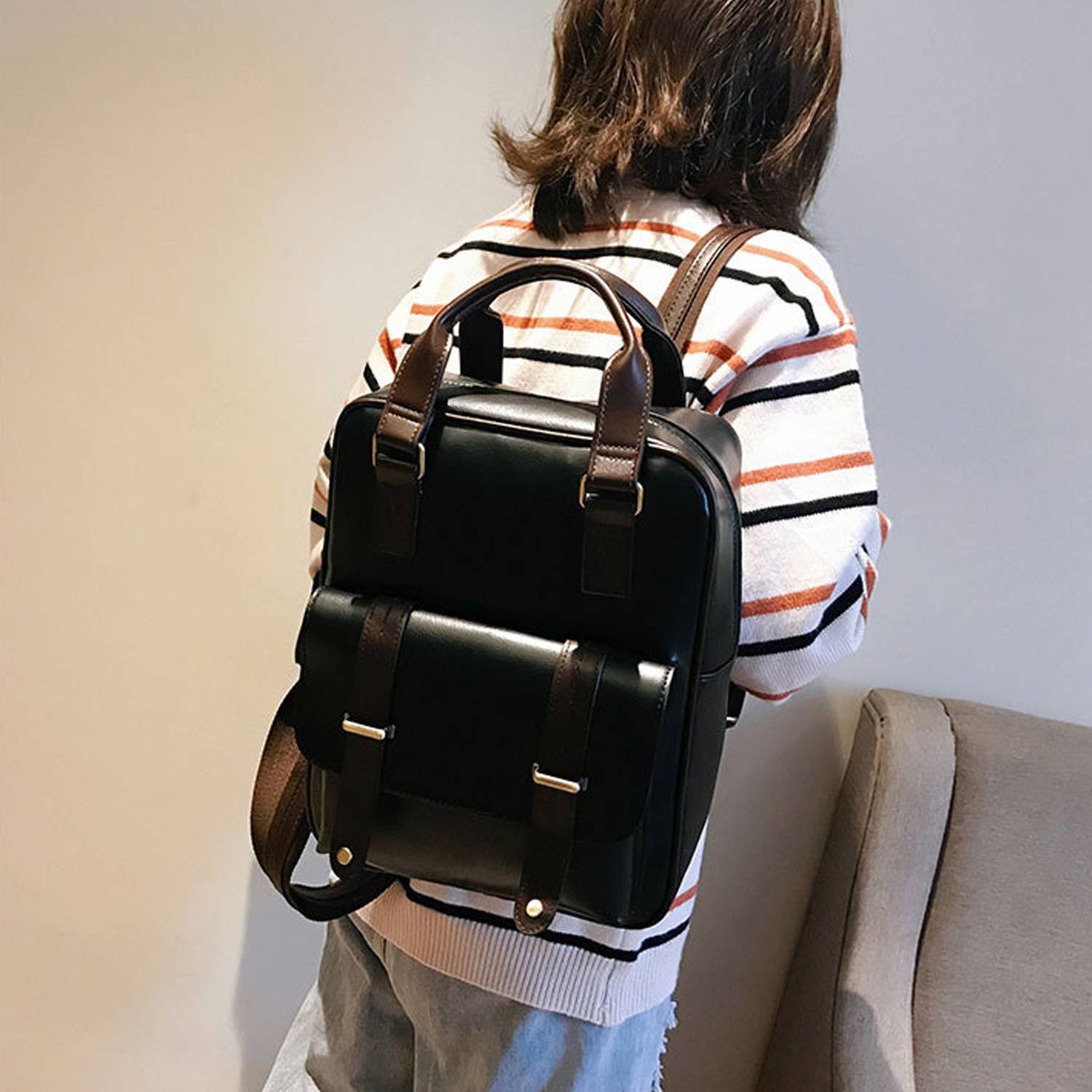 PU Leather Waterproof Backpack 5