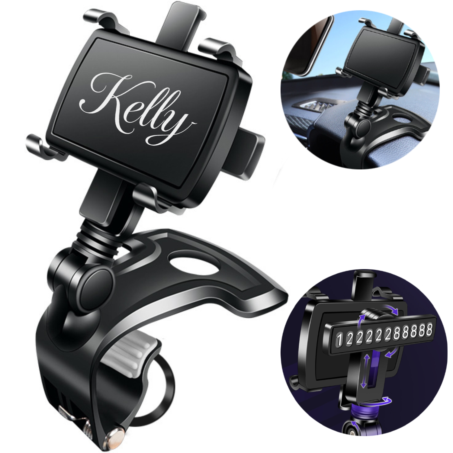 Rotatable Dashboard Car Phone Mount w/ Parking Number 2